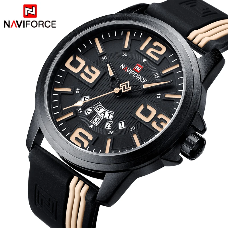 

Mens Watches Top Luxury Brand NAVIFORCE Men Military Sport Wristwatch Fashion Silicone Strap Quartz Watch Relogio Masculino