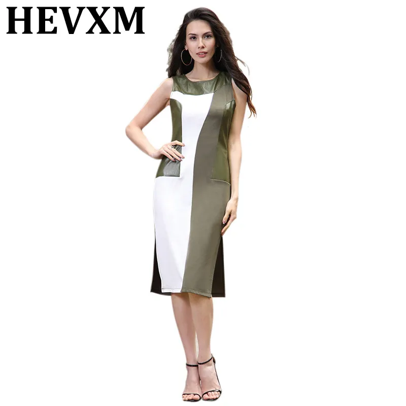 Hevxm 2017 женщины работают случайные элегантный dress офис о-образным вырезом без