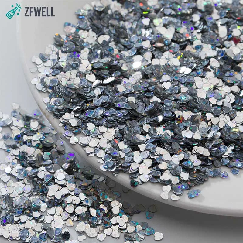 silver ZFWELL 50 г-3 мм любовь конфетти обручальное свадебное бросание шарики ко дню рождения воздушный шар наполнение Маникюр пайетки diy ручной работы props75 - Цвет: silver