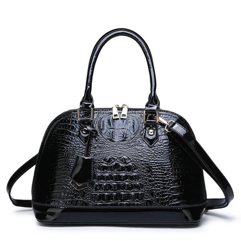 Vfemage, модные сумки, женские сумки, кожаная женская сумка-тоут, крокодиловый узор, сумки на плечо, женская сумка через плечо, мешок основной - Цвет: Black