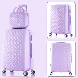 Корейские модные 14 28 дюймов abs + pc путешествия багажные сумки наборы на 8-Универсальный колеса, для девочек ярких цветов багаж, purplgreen сумки