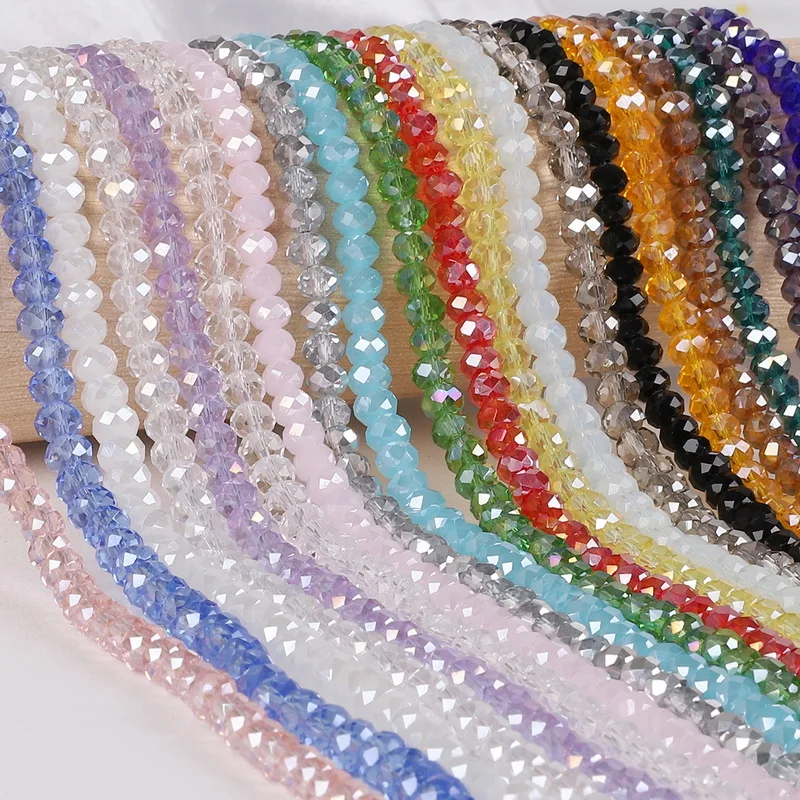 Contas de cristal ab multicolor, contas de vidro para jóias 2 3 4 6 8mm cerca de 70-195 peças fazer pulseira artesanal por atacado,