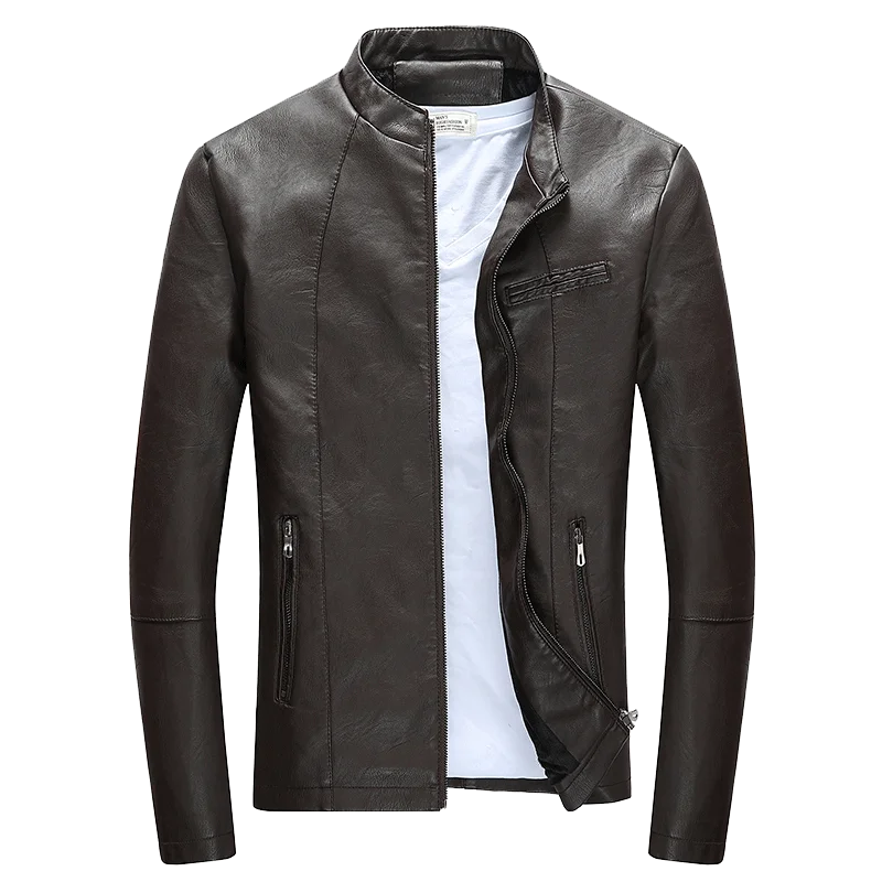 original leather jacket for men Autumn Winter Men's Casual Zipper PU Leather Jacket  Motorcycle Leather Jacket Men Leisure Clothing Men's Slim Leather Jacket leather biker vest Casual Faux Leather