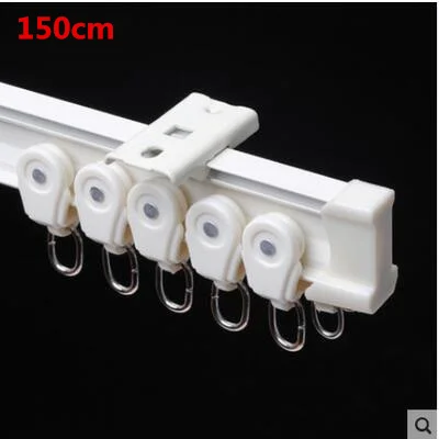 1miter rails curved/straight track plastic Nanometer silence Flat curved track curtain hook single double Track pole Accessories - Цвет: 150CM