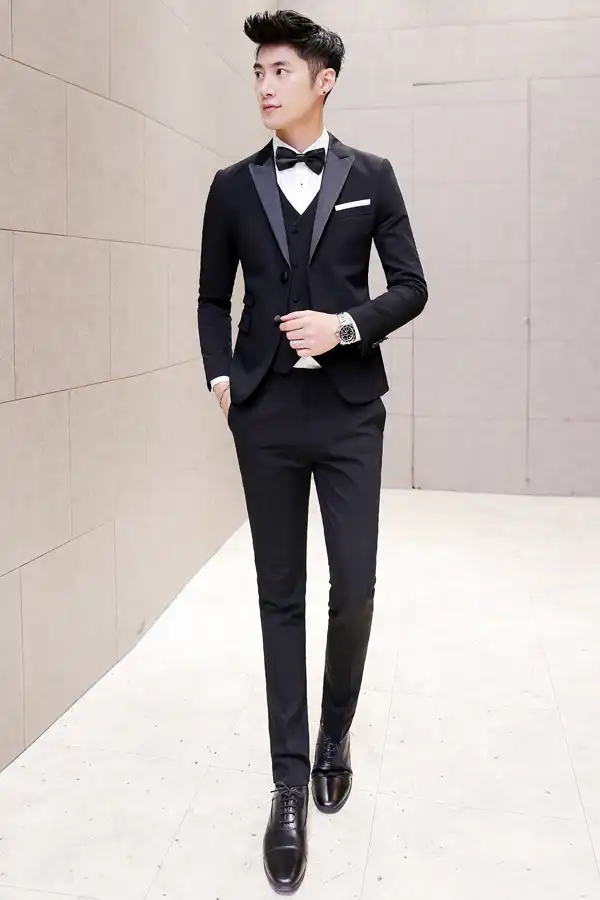 black slim tux