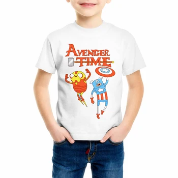 

Children's Adventure Time Captain America and Iron Boy/Girl/Baby t shirt Cartoon Dragon Ball Novelty tees Clothing C11-1