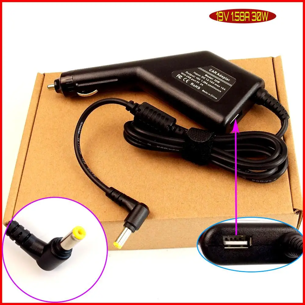 

Laptop DC Power Car Adapter Charger 19V 1.58A + USB Port for Acer Aspire One 531H 532H 532G 751H D150 D250 D255 D257 D260