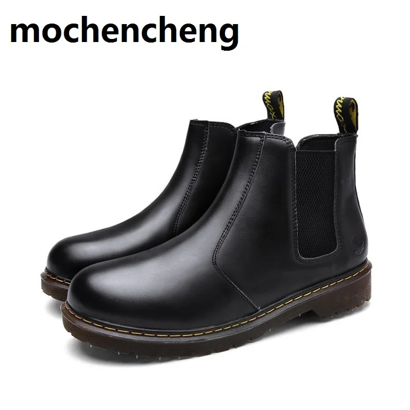 new spring Autumn shoes Men's Chelsea Boots Ankle Big Size Black Red British Style Man Soft Leather Free Shipping | Обувь
