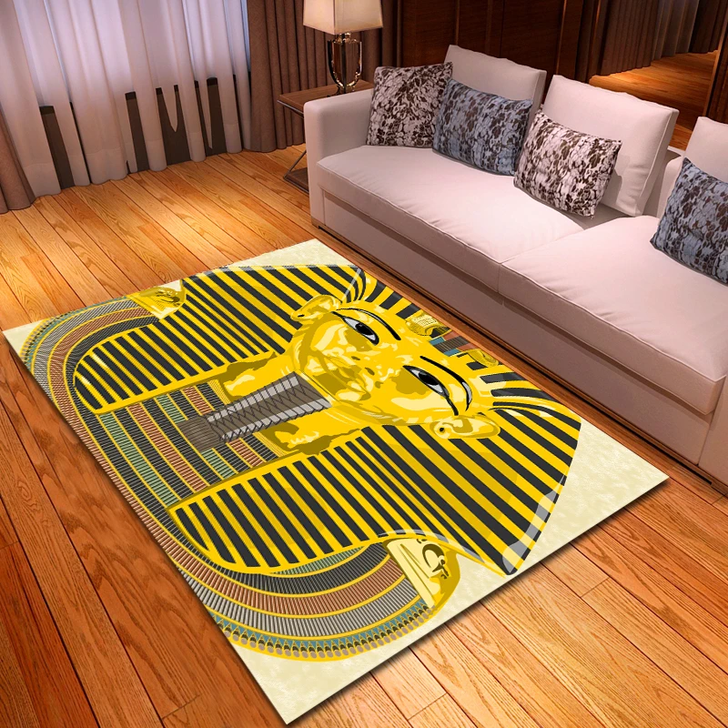 

3D Egyptian Pharaoh Style Carpet Large Size Living Room Bedroom Tea Table Rug and Carpet Rectangular Antiskid Floor Mat