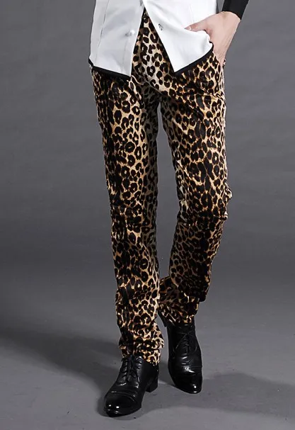 brand 2013 mens Men's clothing leopard print casual slim leopard print