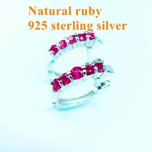 Натуральный рубин серьги 0,5 карат женские серьги 925 пробы серебряные серьги прекрасные серьги-кольца ювелирные изделия женский подарок на день