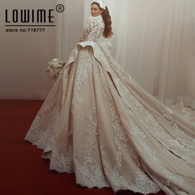 Dubai Arabic Wedding Dress Champagne Wedding Dresses Couture Turkish