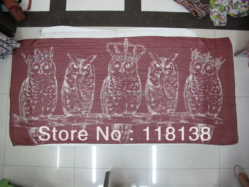 

Fashion Cream Women's Big Owl Crown Scarf Shawl, Free Shipping