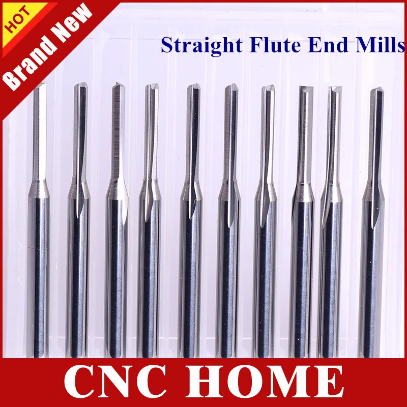 

10pcs 3.175*2.0*12MM Two 2 Flute Straight End Mill CNC Milling Cutter Carbide CNC Router Bit for Wood Engraving CNC Machine