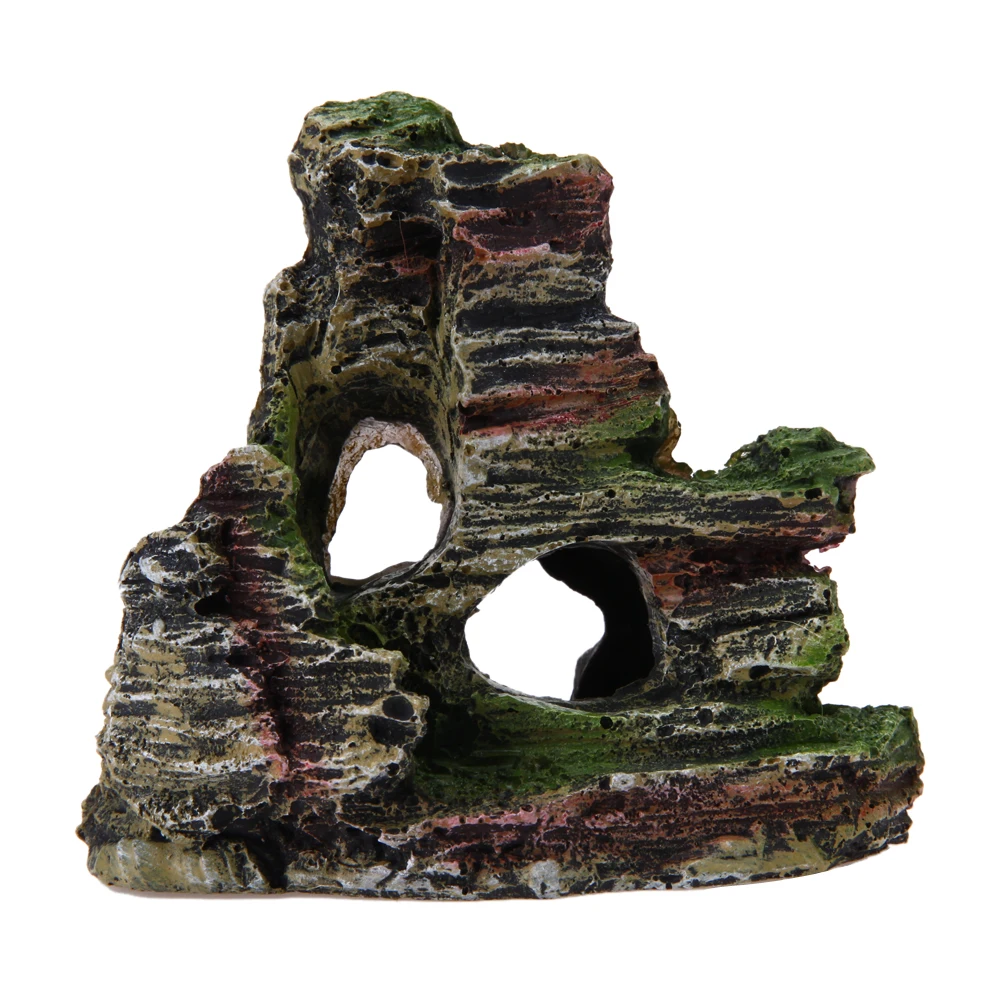 

Mountain View Aquarium Rockery Hiding Cave Tree Fish Tank Ornament Aquarium Decor Resin Cave Rocks Landscape Decorative