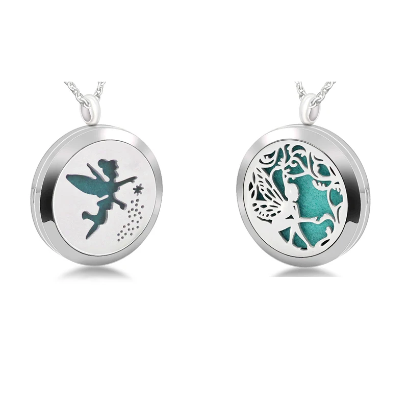 5pcs Aromatherapy Essential Oil Locket Stainless Steel Necklace Jewelry Charm Angel Perfume Diffuser Pendant |