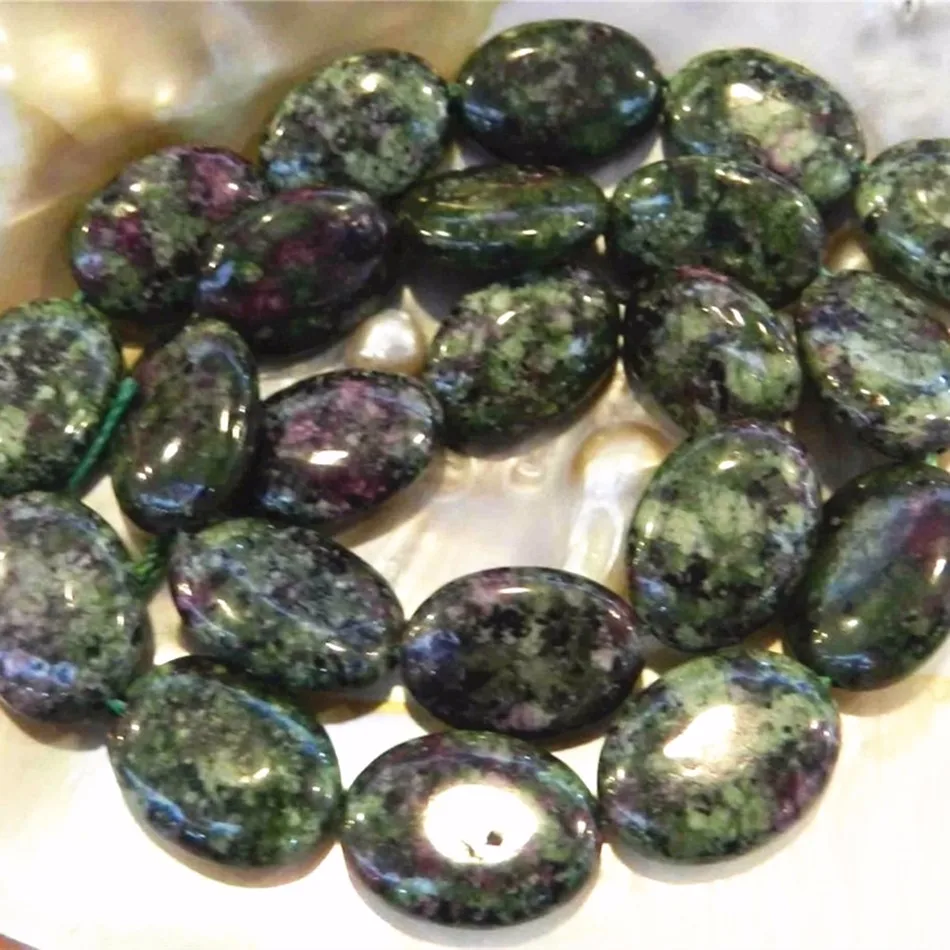 13x18mm Red Green stone Zoisite Egg Oval Shape Loose Beads jewelry making Free Shipping Fine Jewelry Making 15inch MY4206