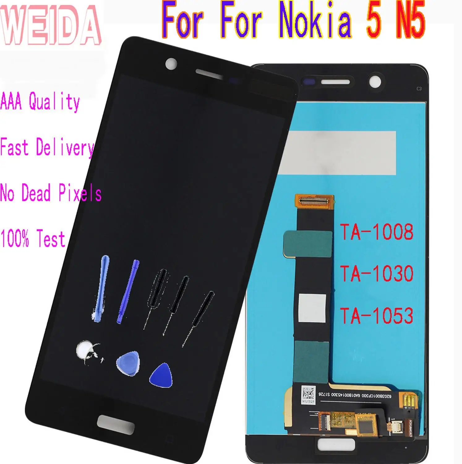 

WEIDA For Nokia 5 N5 TA-1008 TA-1053 TA-1030 LCD Display Touch Screen Digitizer Assembly Frame with Tool
