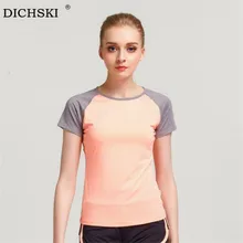 DICHSKI женские быстросохнущие футболки для фитнеса эластичные спортивные футболки для йоги колготки топы для спортзала и бега футболки с коротким рукавом блузки рубашки