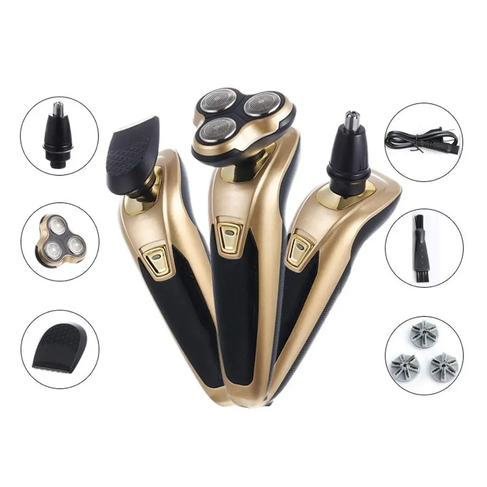 

Men's 3 in 1 Washable Razor Kit Electric Shaver Set with Hair Clipper Nose Hair Trimmer, Wet/ Dry with USB Rechargeable Sideburn
