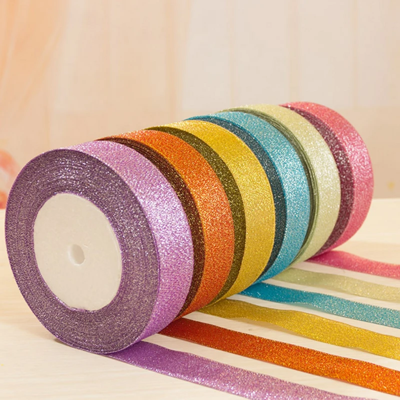 Gold Silver Organza Glitter Ribbons 25mm 22meters Diy Crafts Sewing