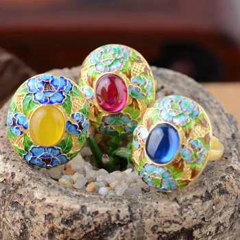 

Cloisonne Ring for woman s925 pure Silver Bluing Process High-End Jewelry Gifts woman ring