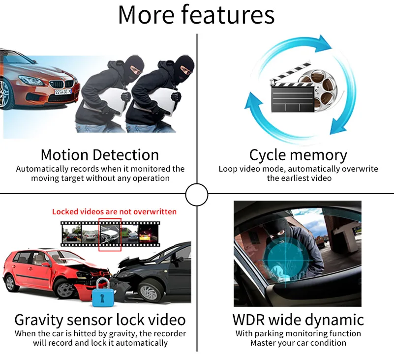 Автомобильный видеорегистратор, автомобильная камера, видеорегистратор для вождения, 1080 P, HD камера, 170 градусов, широкоугольный объектив, 3 дюйма, экран, ночное видение