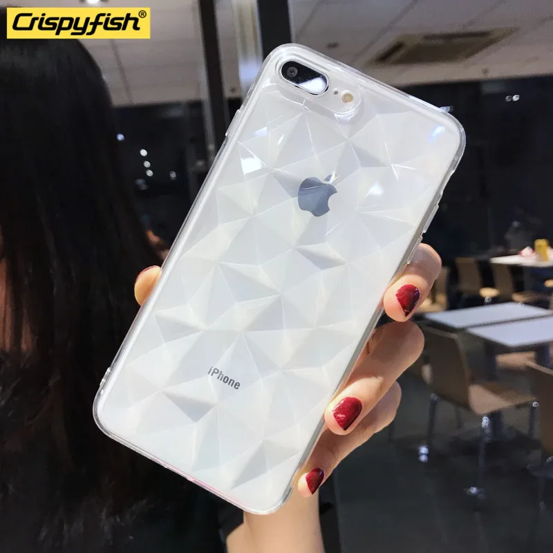 Crispyfish Роскошный Блестящий Бриллиант чехол для телефона для iPhone 6 6s 7 8 plus X Xs XR Xs Max Прозрачный Мягкий ТПУ силиконовый чехол