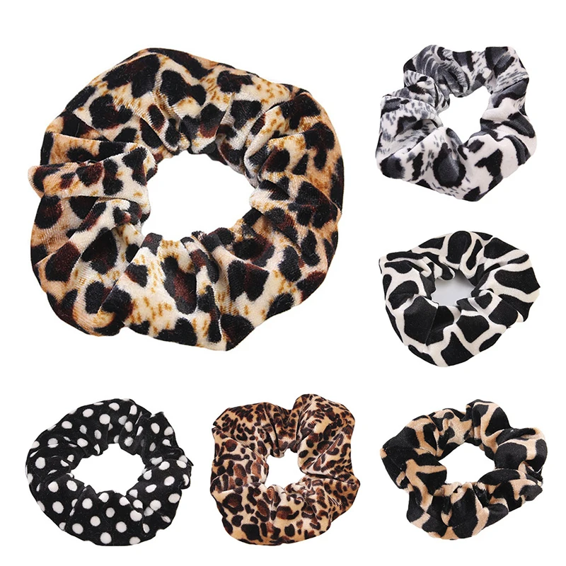 

Hair Scrunchies Headband Velvet Scrunchy Bobbles Hair Ring Elastic Leopard Hair Bands Hair Ties