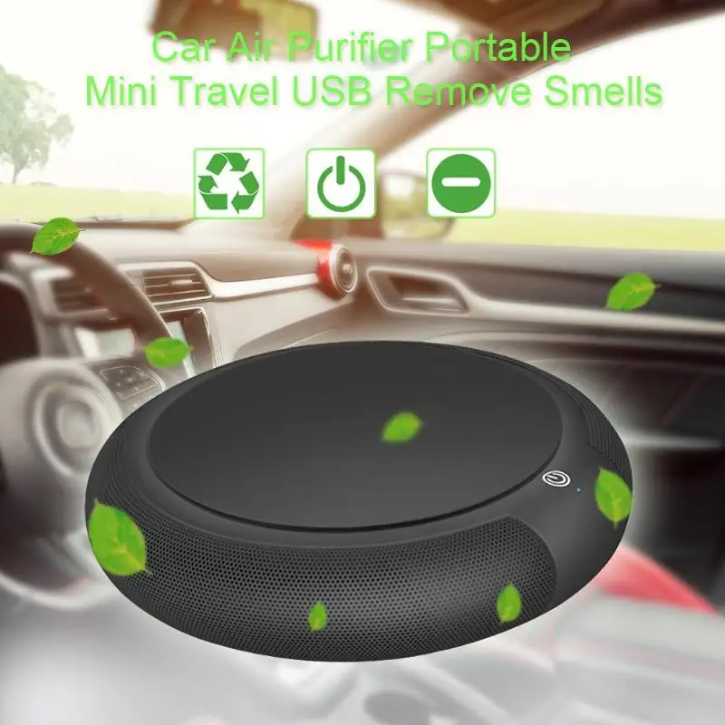 

Mini Car Air Purifier USB Black Portable Travel Air Cleaner Formaldehyde Odor Bacteria Purifying Device Ionizer with HEPA Filter
