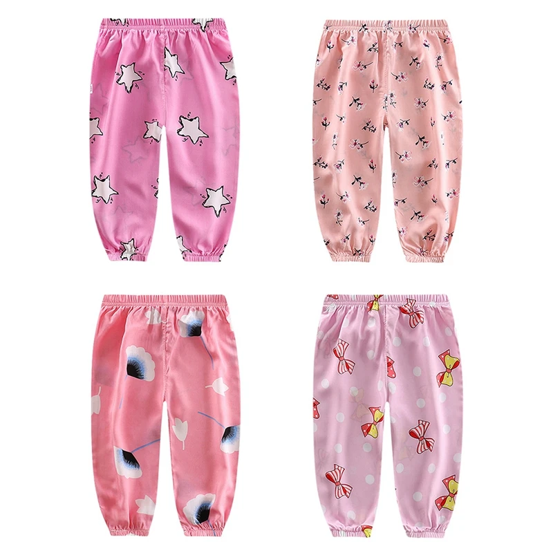 

0-5 Years Age Baby Girls Summer Cotton Anti-Mosquito Bites Pants Sports Casual Children Cartoon Pattern Trousers