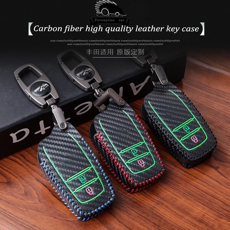 

Noctilucent Leather Car Key Case For Toyota RAV4 Camry Highlander Land Cruiser Riez Meadow Crown Aygo Auris Corolla Verso Yaris