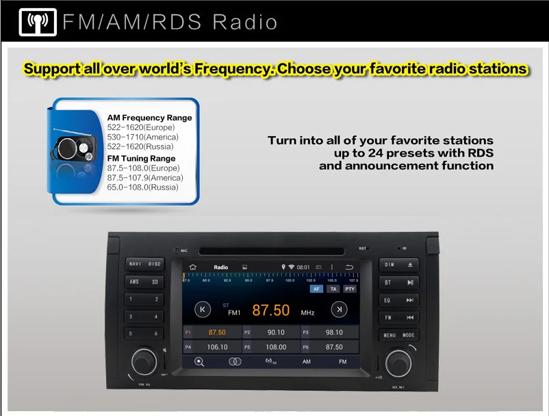 Perfect In Stock Quad Core 1024x600 HD Capacitive Touch Screen Car DVD for BMW E39 Android 7.1 E53  Wifi 3G Bluetooth Radio Canbus 9