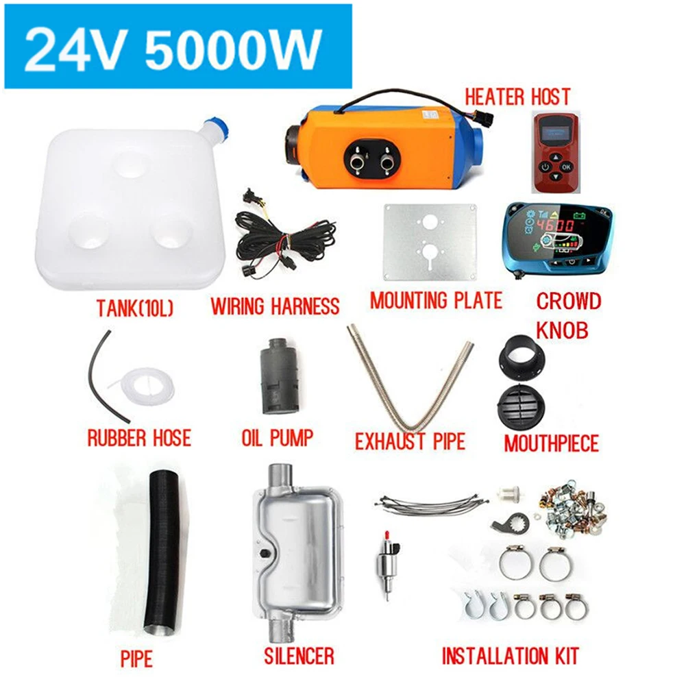 Car Accessories 12V 5KW Air Parking Heater 5000W LCD Monitor With New Remote Switch And Silencer Fit Car Trucks Boats