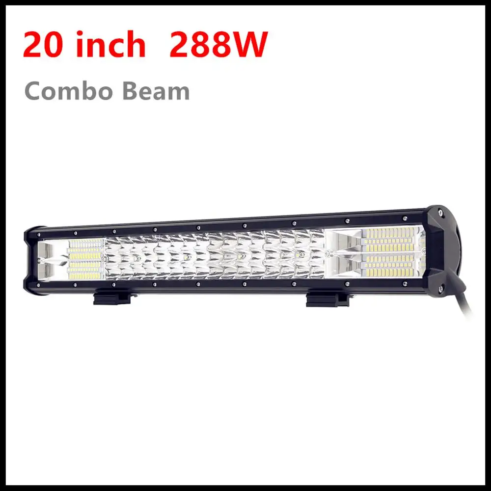 

NEW 20 inch 288W Tri Rows LED Work Light Bar for Offroad Combo beam fog lamp 12v 24v DC Truck SUV ATV 4WD 4x4 Led car light Bar