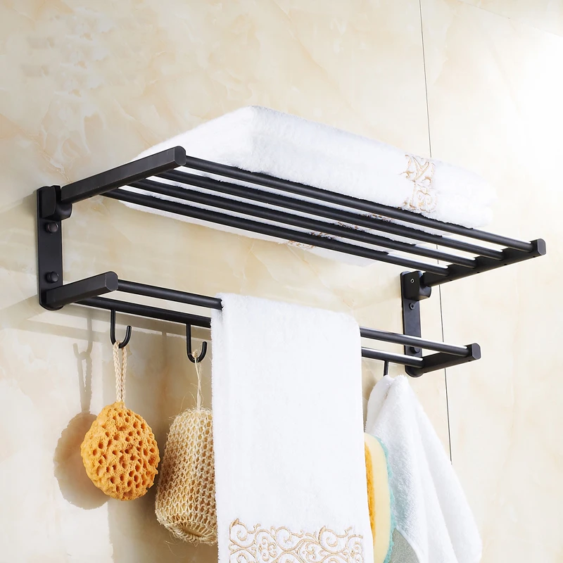 Настенная Полка для полотенец с крючками 60 см|towel rack shelf|towel racktowel black |