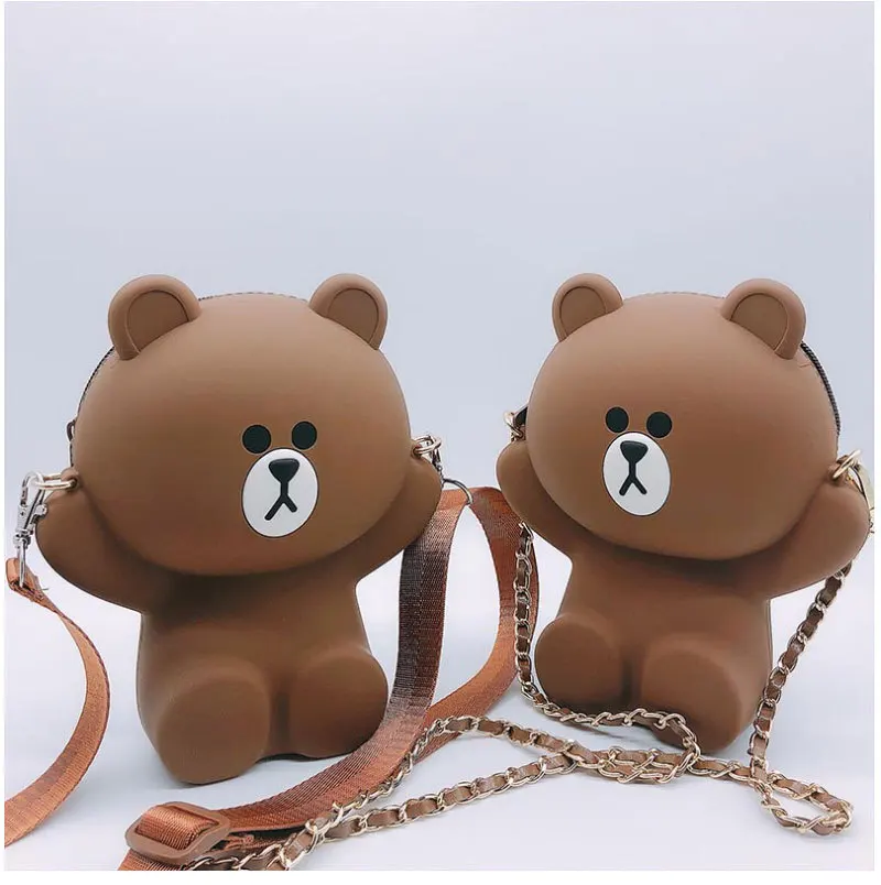 

Korean Cute Cartoon Brown Bear Bunny Cony Silicone Children's container for pencil bag items case savings toys