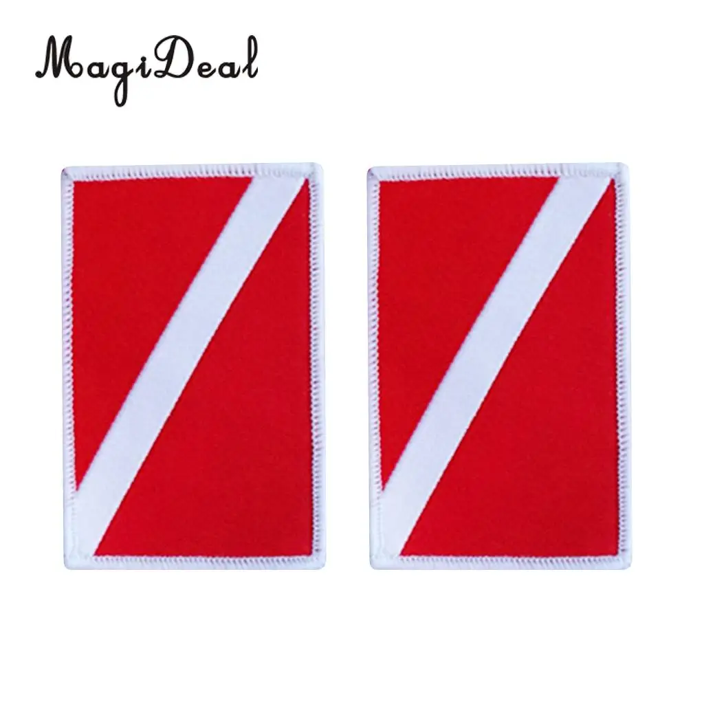 MagiDeal 2 Pieces Scuba Diving Flag Patch Backpack Badge Sew On Embroidered Patches SCUBA Snorkeling Swimming Diving Accessories
