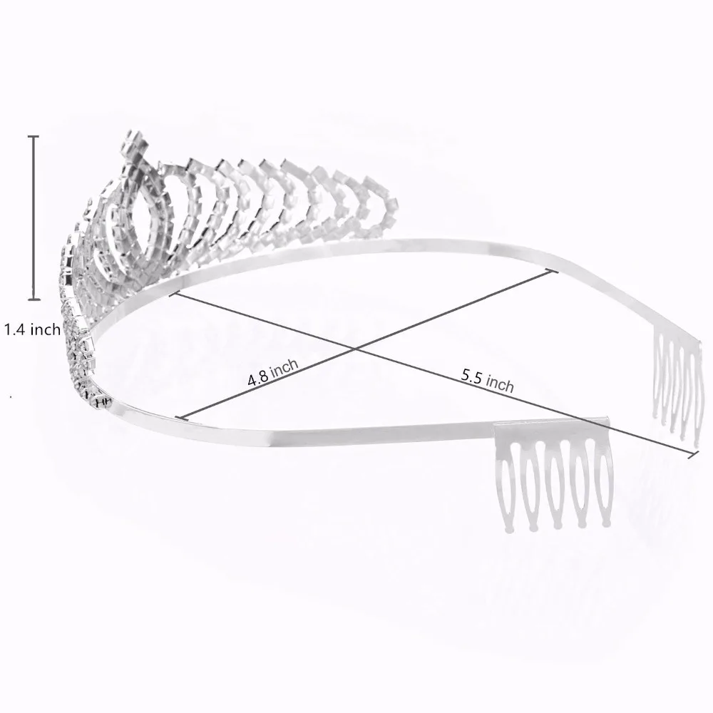 Tiaras and Crowns,Vinsco 2 Pack Crystal Tiara Crown Headband Headpiece Rhinestone Hair Jewelry for Women Ladies Little Girls Bridal Bride Princess Queen Birthday Wedding Pageant Prom Party Sliver (7)