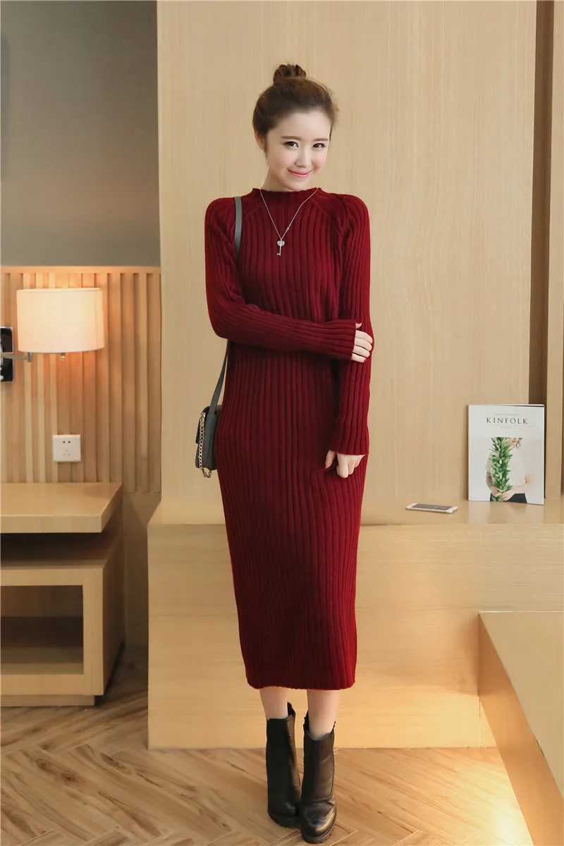 6575 женская новая версия трикотажного платья свитера длинное пальто 47|knitted women|womens