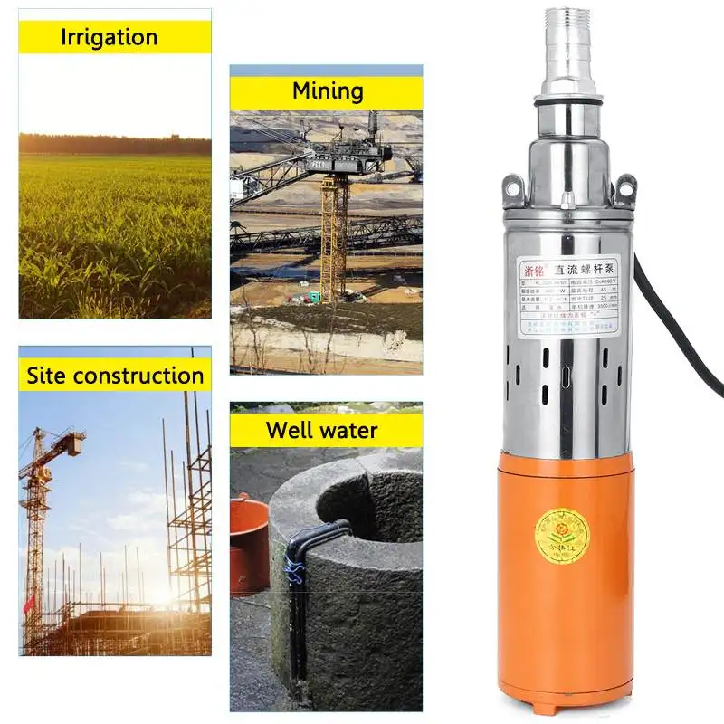 Максимальный подъем 55 м 48/60V Водяной насос на солнечной батарее штанговый скважинный насос постоянного тока винт погружной насос для поливки в саду домашнего сельского хозяйства 380W
