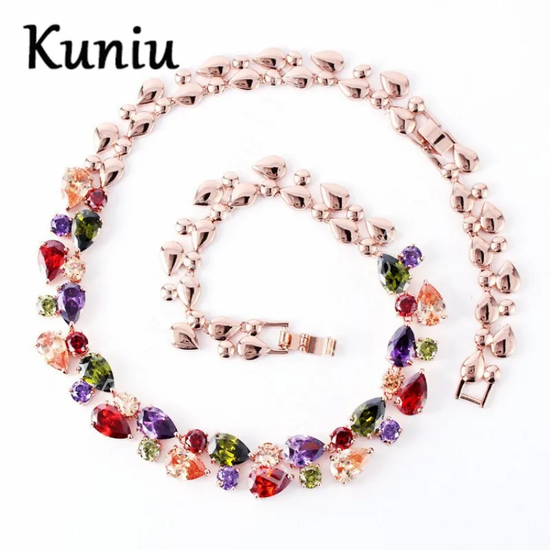KUNIU Rose Gold necklaces for women tassel Jewelry