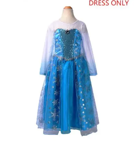 Платье для девочек; платье королевы Эльзы; костюм Снежной королевы Анны; праздничные платья для девочек; детская одежда - Цвет: Only Dress F