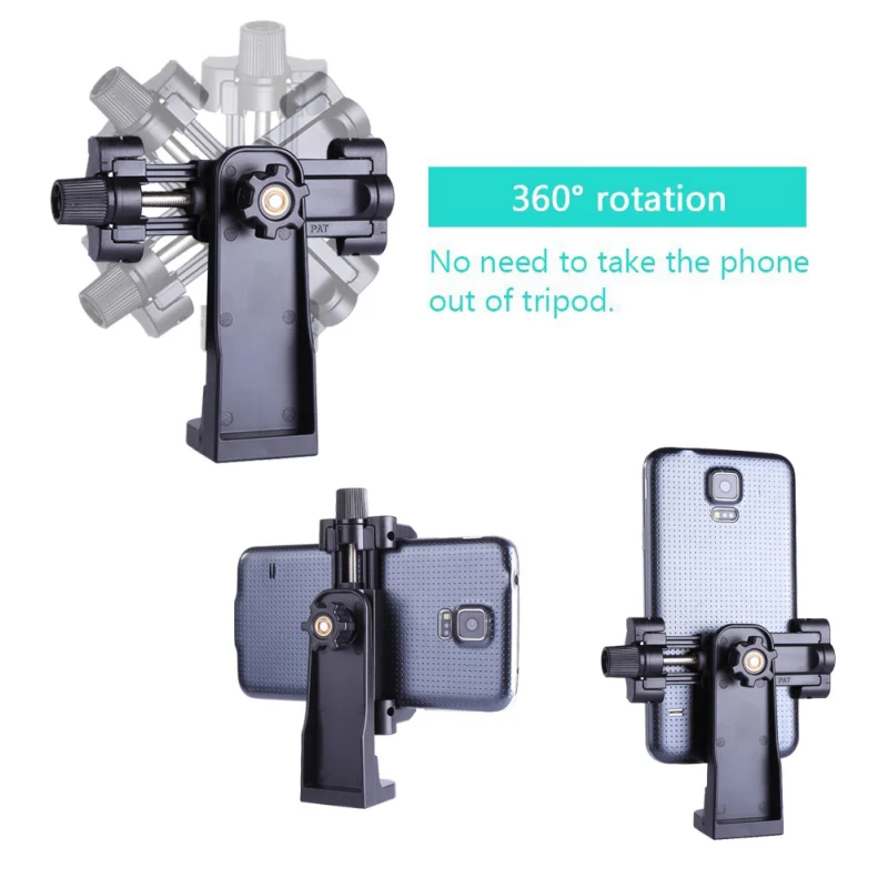 Adjustable Cell Phone Tripod Mount Adapter Smartphone Holder Mount Clip