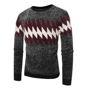 

Geometric Jacquard Sweater Men 2018 Autumn Winter Knitted Sweater Hombre Slim Fit Long Sleeve Pullover Male Chompas Para Hombre
