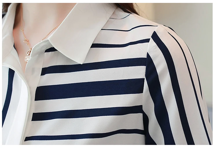 Dingaozlz модная полосатая рубашка Осенняя Корейская женская блузка с длинным рукавом OL Топы шифоновая рубашка размера «Плюс» blusa feminina