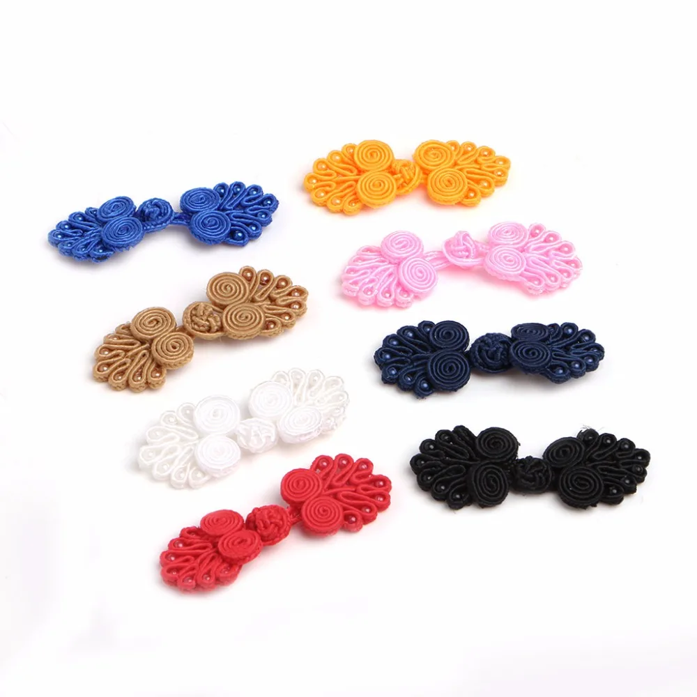 

10 Pairs Beaded Chinese Frog Closure Buttons Knot Fastener Sewing Handmade Craft