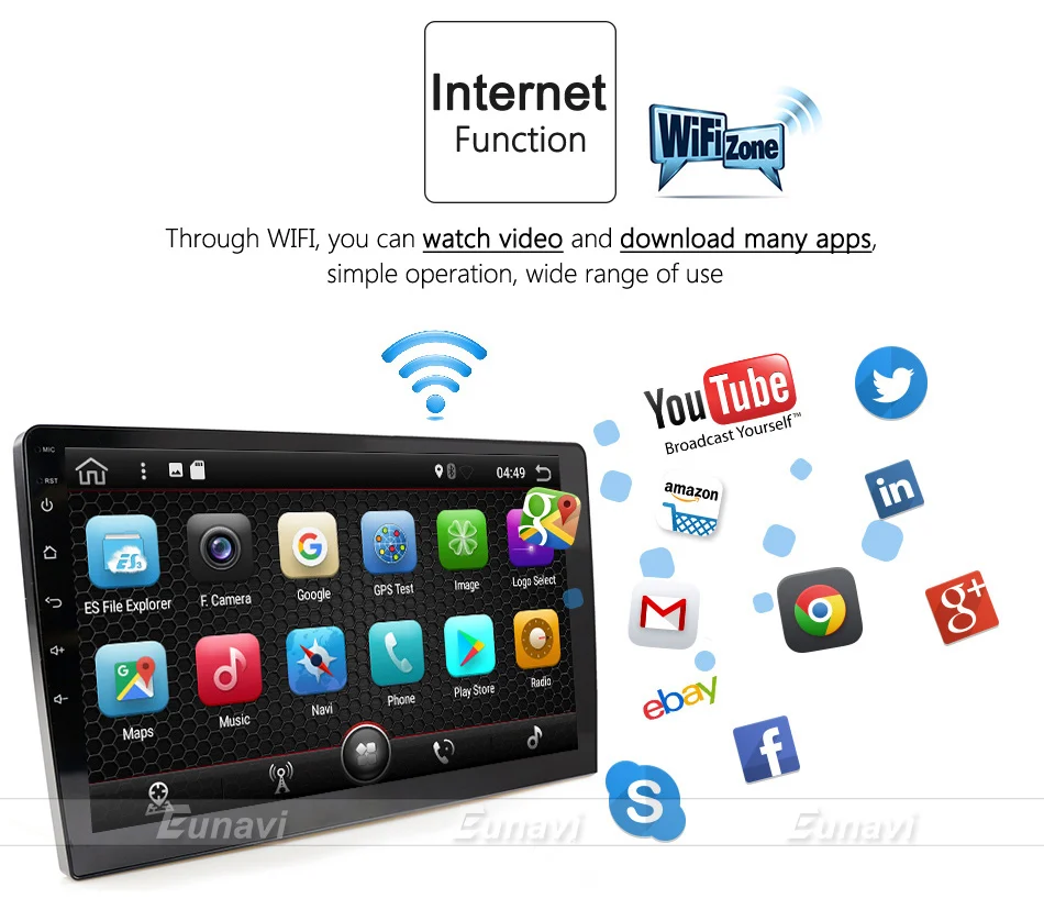 Excellent Eunavi Quad Core 2G RAM 32G ROM Android 7.1 2 din Car Radio GPS Navi For VW Skoda Magotan POLO PASSAT Golf 7 Jetta Super Octavia 24