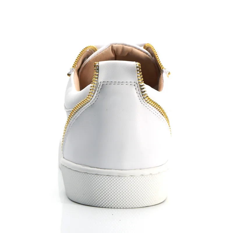 Qianruiti/ Мужская Вулканизированная обувь с золотыми заклепками; Низкие модные кроссовки на молнии с круглым носком на шнуровке; Мужская Спортивная обувь для подиума