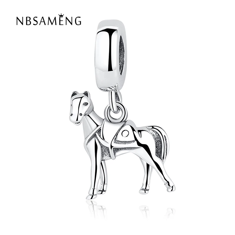 

925 Sterling Silver Bead Captures Maximus Horse Pendant Animal Pendant Hanging Charms Fit Original Pandora Bracelets DIY Jewelry